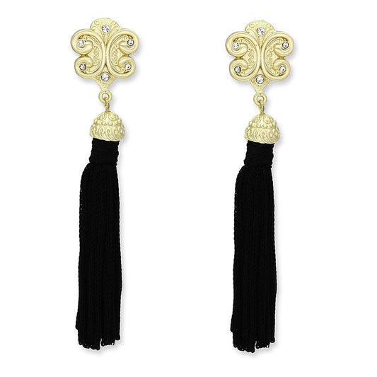 MALO3677 - Gold & Brush Brass Earrings with Top Grade Crystal  in Clear