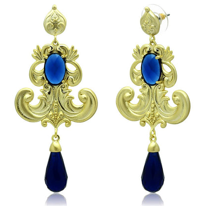 MALO3680 - Gold & Brush Brass Earrings with Synthetic Synthetic Glass in Montana