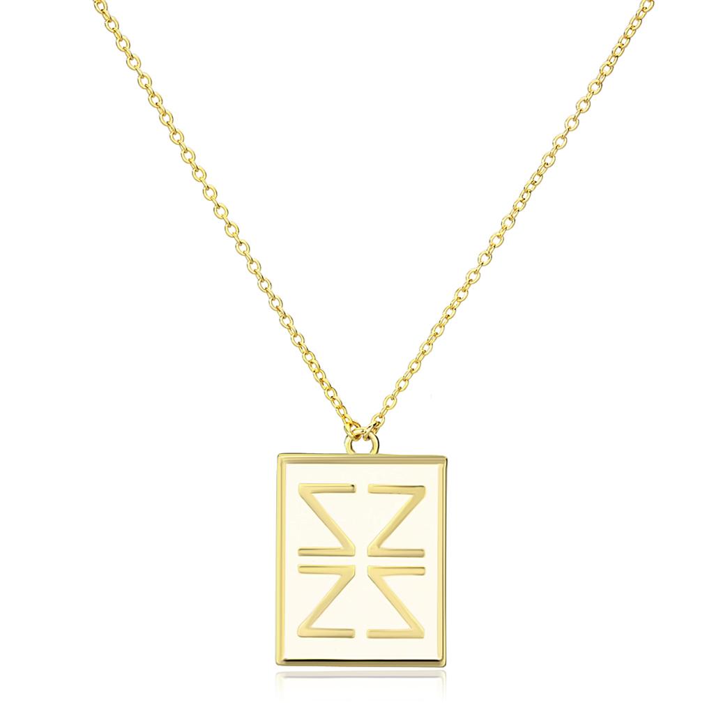 MALO3684 - Gold Brass Chain Pendant with Epoxy  in White