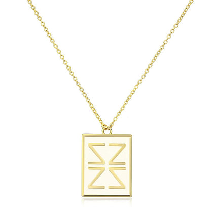 MALO3684 - Gold Brass Chain Pendant with Epoxy  in White