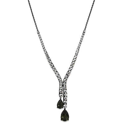 MALO3690 - Ruthenium Brass Necklace with Synthetic Synthetic Glass in Black Diamond