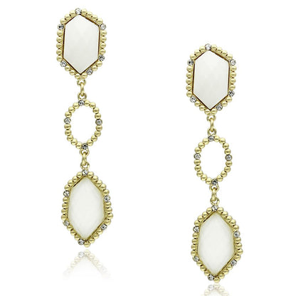 MALO3692 - Gold & Brush Brass Earrings with Synthetic Synthetic Stone in Clear