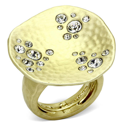 MALO3694 - Gold & Brush Brass Ring with Top Grade Crystal  in Clear