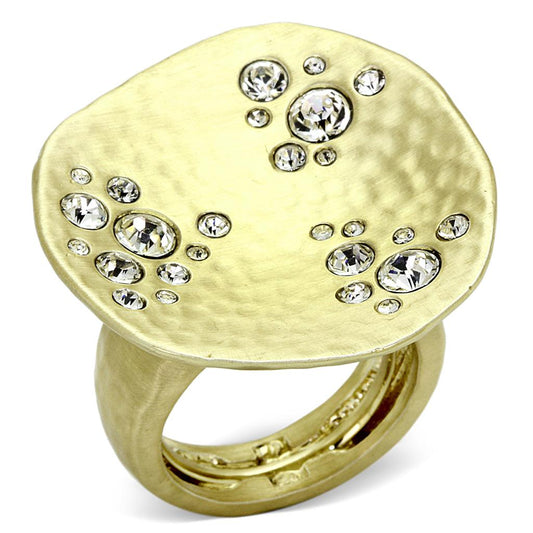 MALO3694 - Gold & Brush Brass Ring with Top Grade Crystal  in Clear