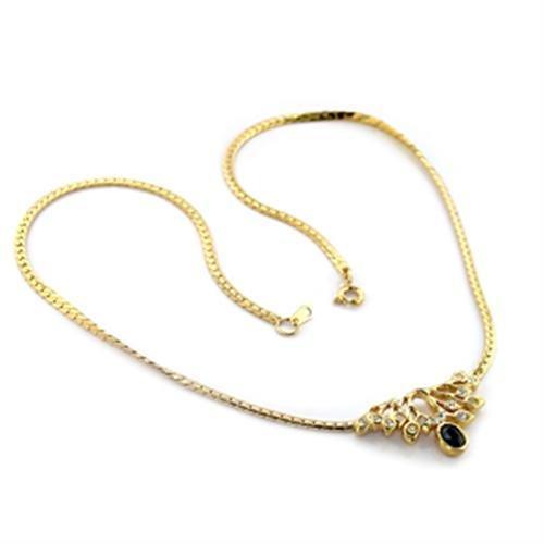 MALO369 - Gold Brass Necklace with Top Grade Crystal  in Black Diamond