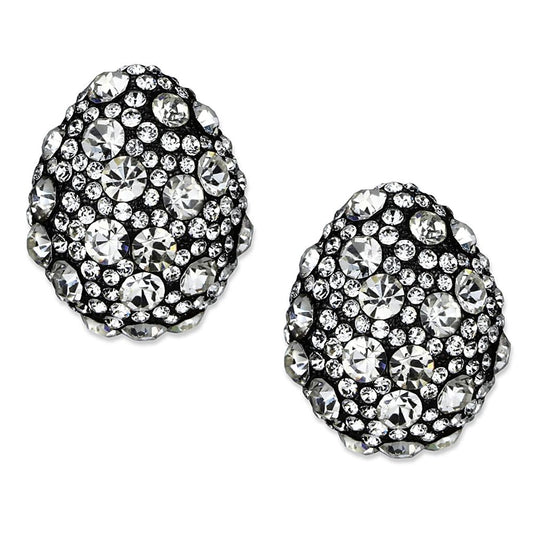 MALO3700 - TIN Cobalt Black Brass Earrings with Top Grade Crystal  in Clear