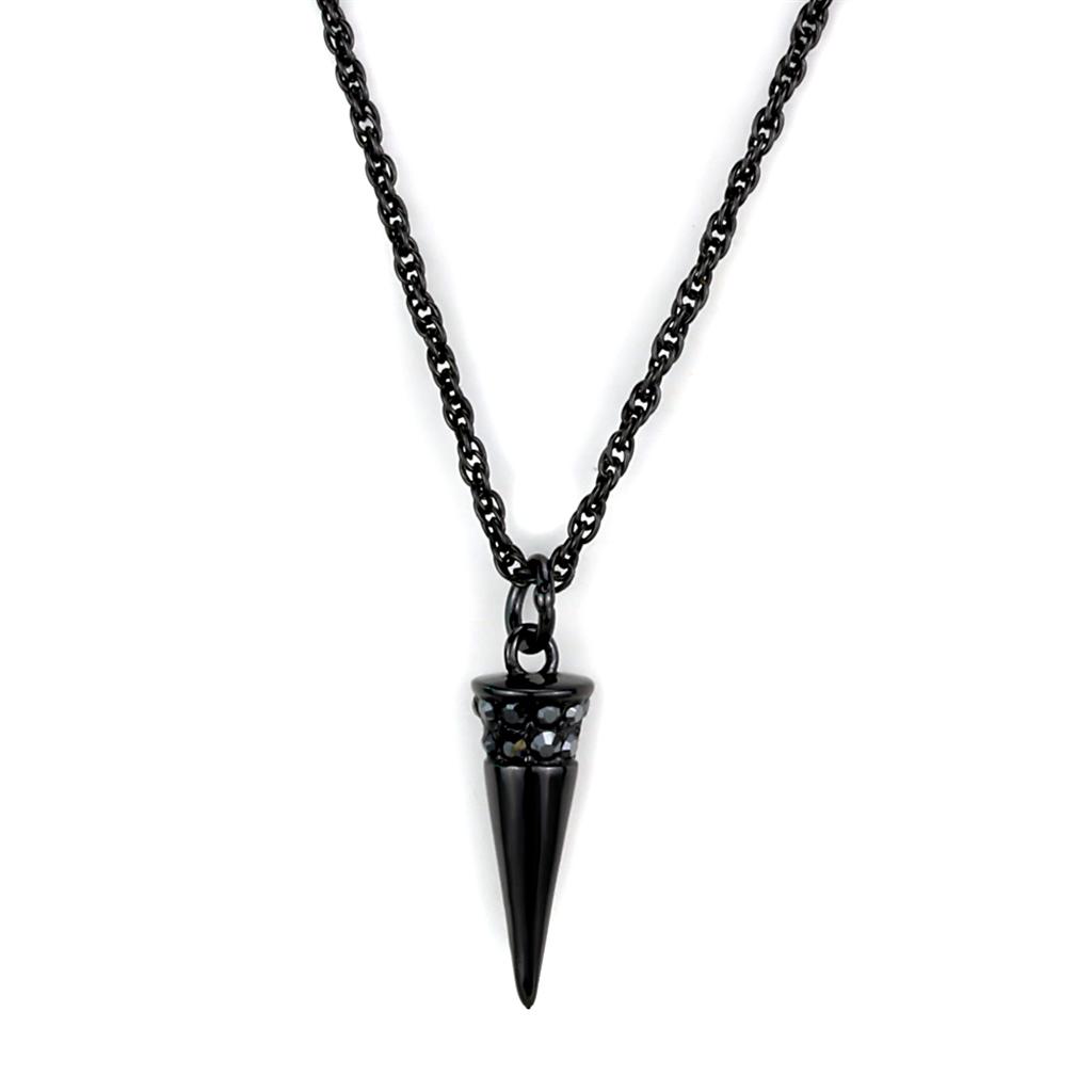 MALO3709 - TIN Cobalt Black Brass Chain Pendant with Top Grade Crystal  in Hematite