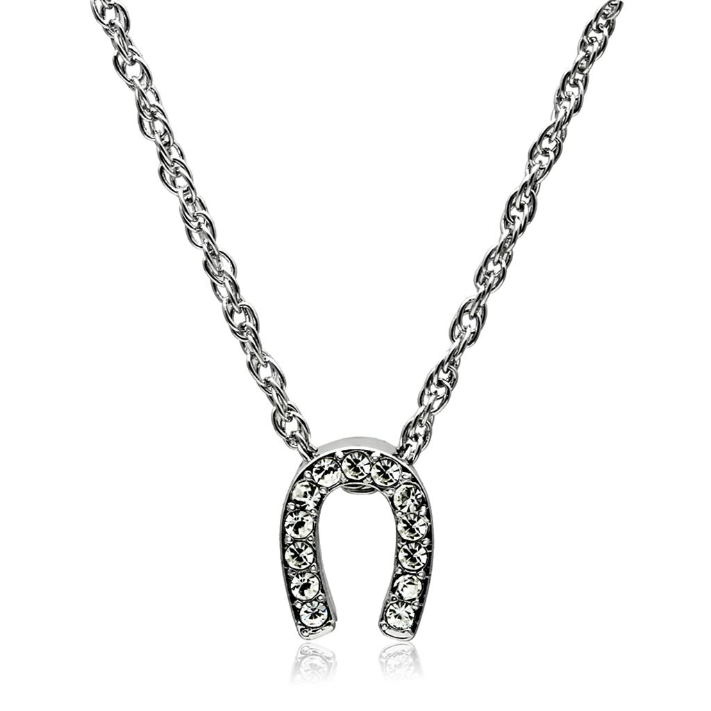 MALO3719 - Rhodium Brass Chain Pendant with Top Grade Crystal  in Clear