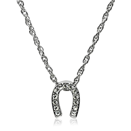 MALO3719 - Rhodium Brass Chain Pendant with Top Grade Crystal  in Clear