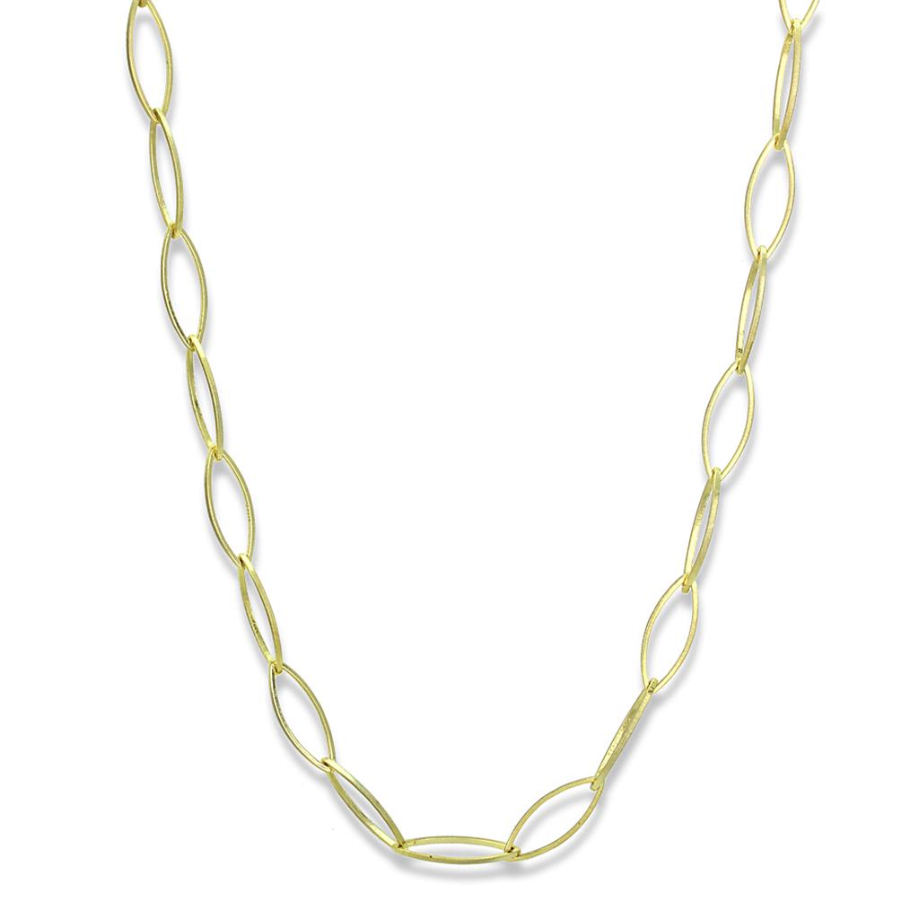 MALO3721 - Gold & Brush Brass Necklace with No Stone