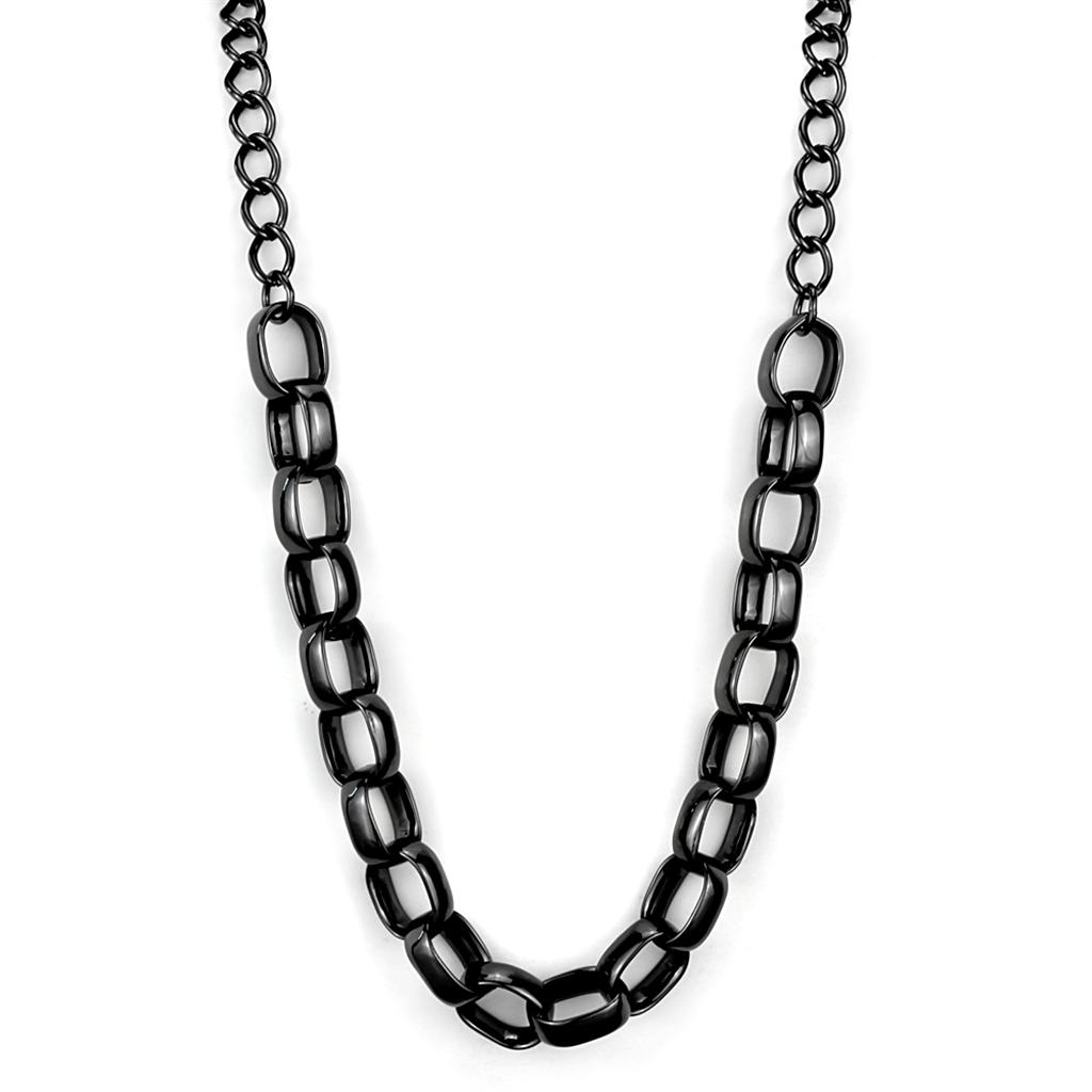 MALO3723 - TIN Cobalt Black Brass Necklace with No Stone