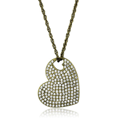 MALO3726 - Antique Copper Brass Chain Pendant with Top Grade Crystal  in Clear