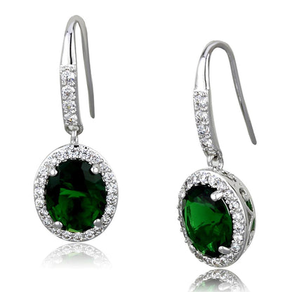 MALO3769 - Rhodium Brass Earrings with Synthetic Synthetic Glass in Emerald