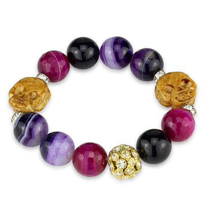 MALO3775 - Gold+Rhodium Brass Bracelet with Synthetic Onyx in Multi Color