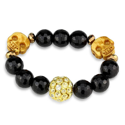 MALO3776 - Gold Brass Bracelet with Synthetic Onyx in Jet