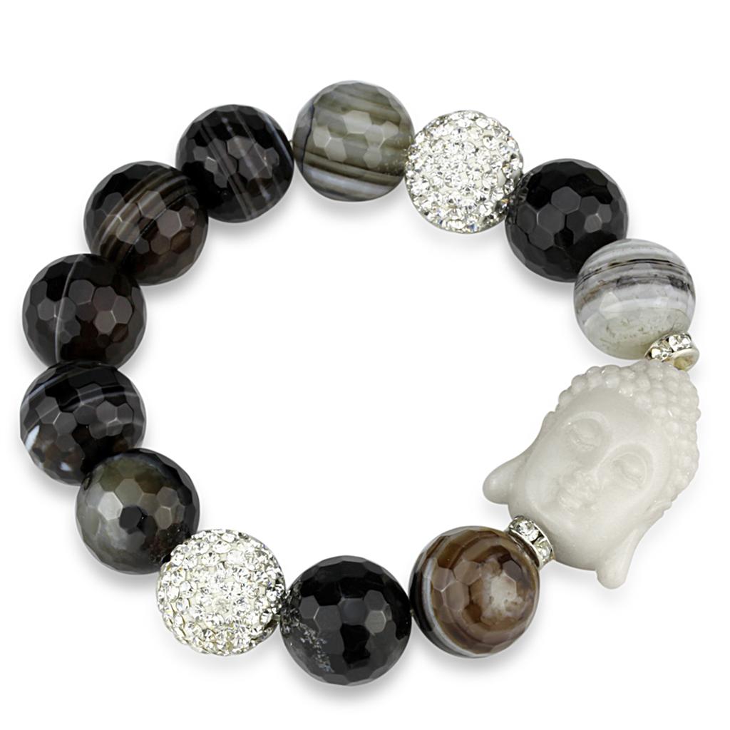 MALO3778 - Rhodium Brass Bracelet with Synthetic Onyx in Multi Color