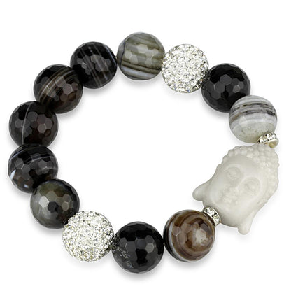MALO3778 - Rhodium Brass Bracelet with Synthetic Onyx in Multi Color