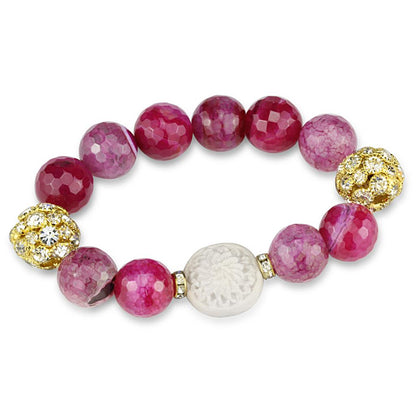 MALO3782 - Gold Brass Bracelet with Synthetic Onyx in Fuchsia