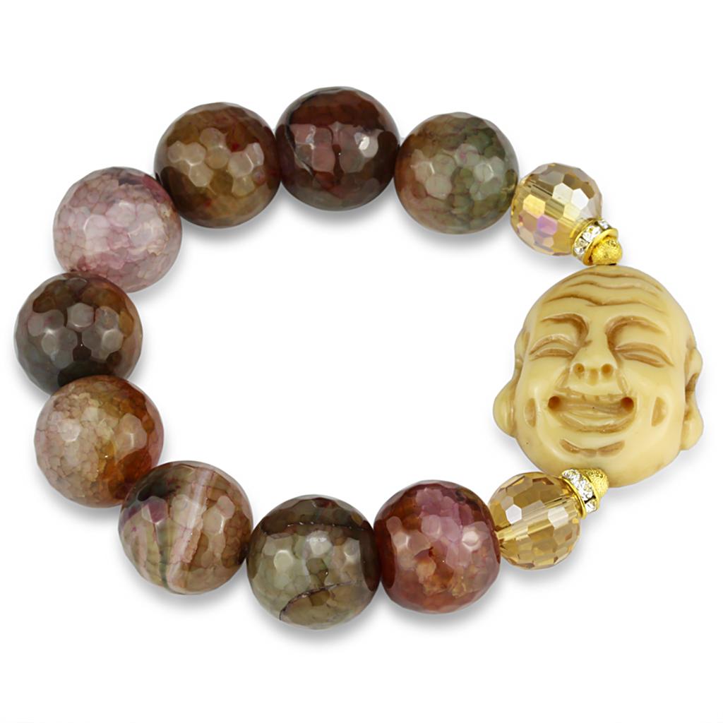 MALO3786 - Gold White Metal Bracelet with Synthetic Onyx in Multi Color