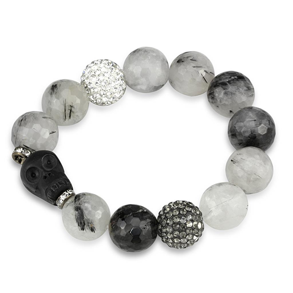 MALO3788 - Ruthenium Brass Bracelet with Synthetic Onyx in Multi Color