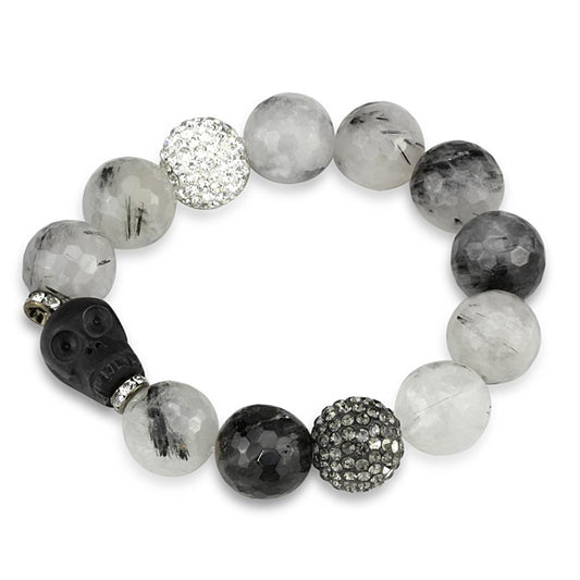 MALO3788 - Ruthenium Brass Bracelet with Synthetic Onyx in Multi Color