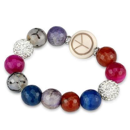 MALO3790 - Antique Silver Brass Bracelet with Synthetic Onyx in Multi Color