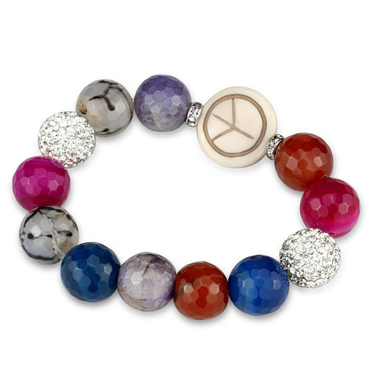 MALO3790 - Antique Silver Brass Bracelet with Synthetic Onyx in Multi Color