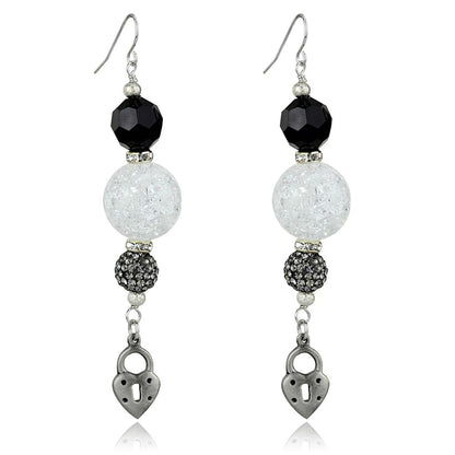 MALO3800 - Antique Silver White Metal Earrings with Synthetic Synthetic Glass in Jet