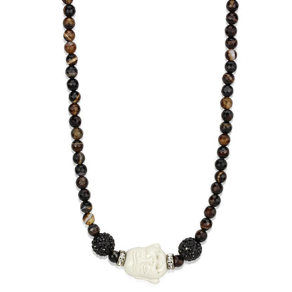 MALO3814 - Ruthenium Brass Necklace with Synthetic Glass Bead in Multi Color