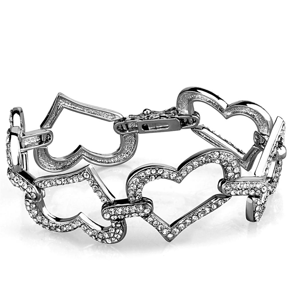 MALO3825 Rhodium Brass Bracelet with Top Grade Crystal in Clear