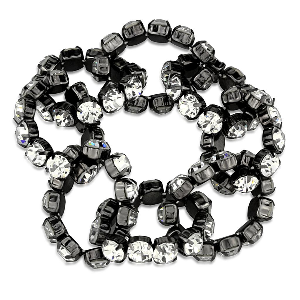 MALO3831 - Ruthenium Brass Bracelet with Top Grade Crystal  in Clear