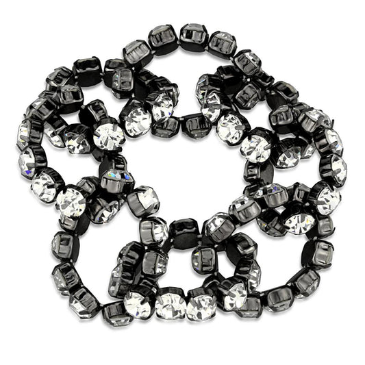 MALO3831 - Ruthenium Brass Bracelet with Top Grade Crystal  in Clear