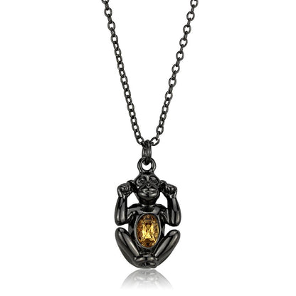 MALO3833 - TIN Cobalt Black Brass Chain Pendant with Top Grade Crystal  in Citrine Yellow