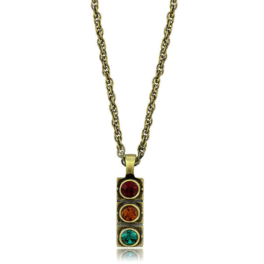 MALO3836 - Antique Copper Brass Chain Pendant with Top Grade Crystal  in Multi Color