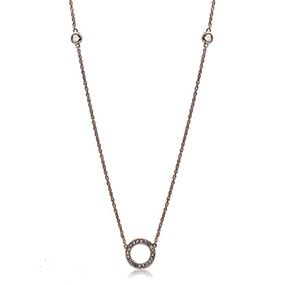 MALO3846 - Rose Gold Brass Necklace with AAA Grade CZ  in Clear