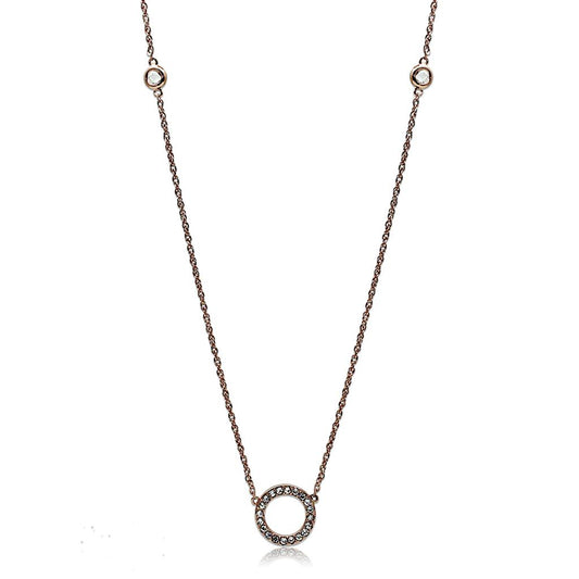 MALO3846 - Rose Gold Brass Necklace with AAA Grade CZ  in Clear
