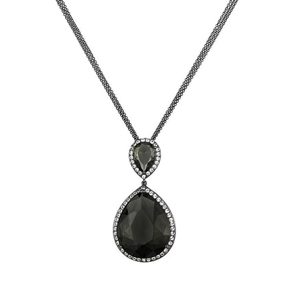 MALO3847 - TIN Cobalt Black Brass Chain Pendant with Synthetic Synthetic Glass in Black Diamond