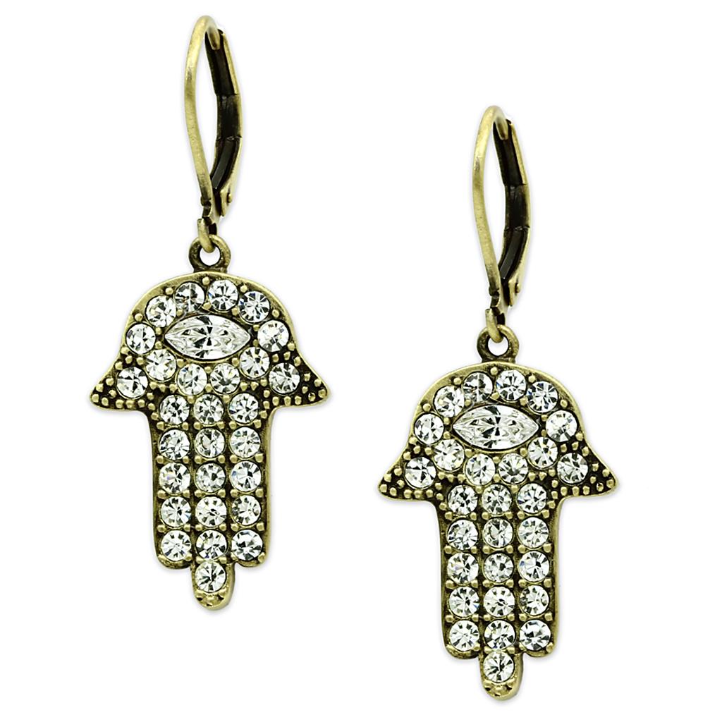 MALO3853 - Antique Copper Brass Earrings with Top Grade Crystal  in Clear