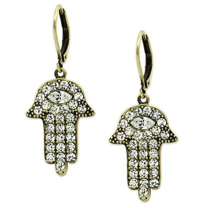 MALO3853 - Antique Copper Brass Earrings with Top Grade Crystal  in Clear