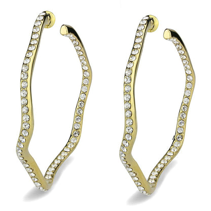 MALO3857 - IP Gold(Ion Plating) Brass Earrings with Top Grade Crystal  in Clear