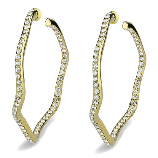 MALO3857 - IP Gold(Ion Plating) Brass Earrings with Top Grade Crystal  in Clear