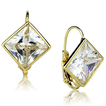 MALO3867 - Gold Brass Earrings with AAA Grade CZ  in Clear