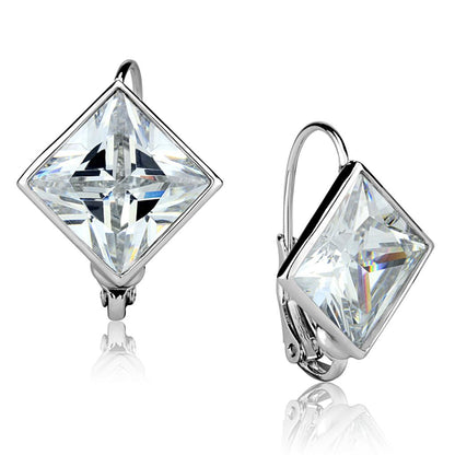 MALO3868 - Rhodium Brass Earrings with AAA Grade CZ  in Clear