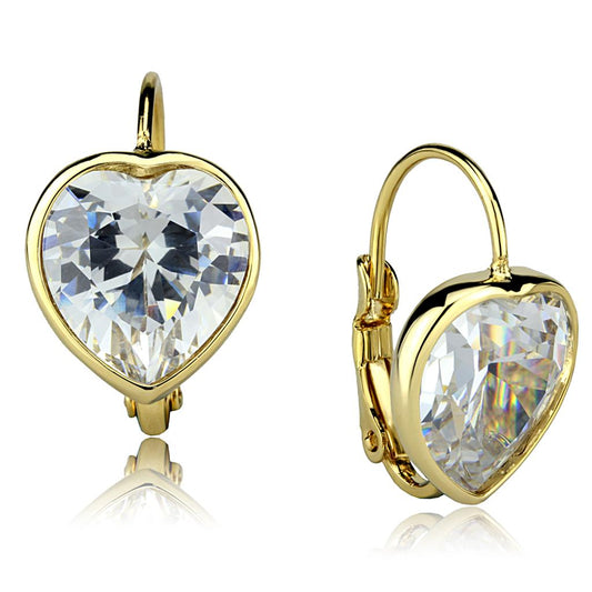 MALO3873 - Gold Brass Earrings with AAA Grade CZ  in Clear