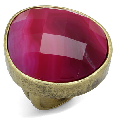 MALO3880 - Antique Copper Brass Ring with Synthetic Onyx in Fuchsia