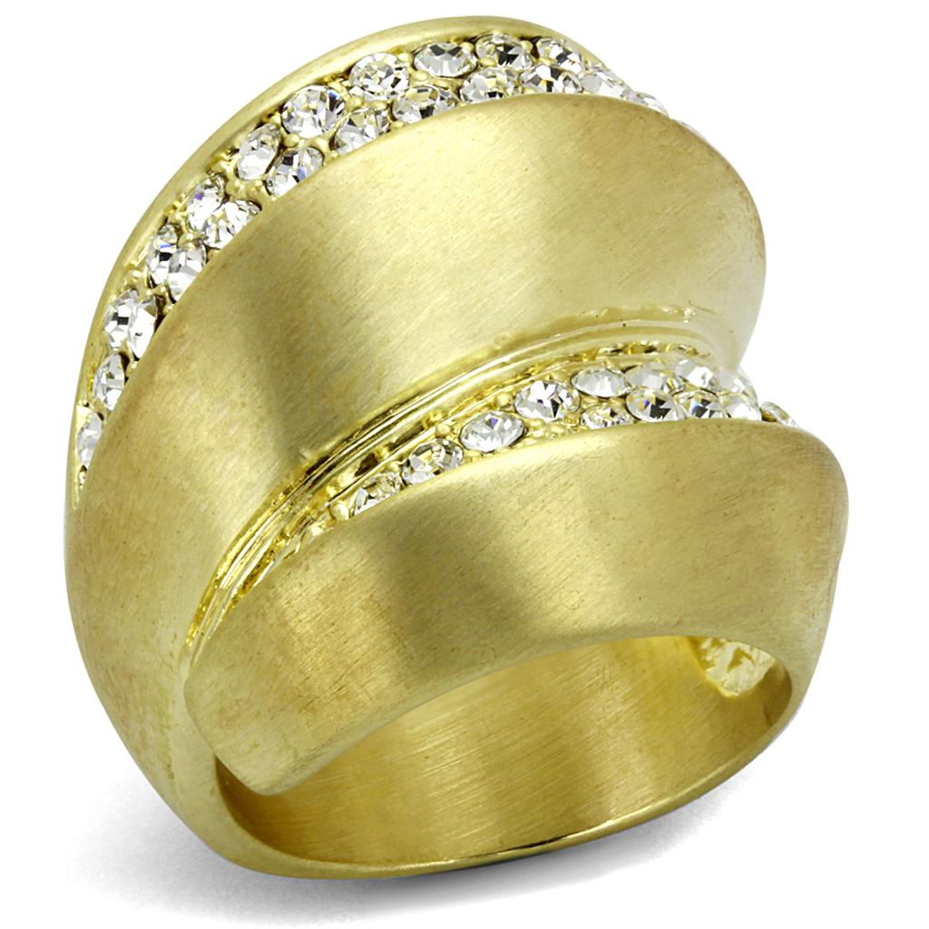 MALO3898 - Gold & Brush Brass Ring with Top Grade Crystal  in Clear