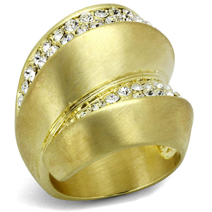MALO3898 - Gold & Brush Brass Ring with Top Grade Crystal  in Clear