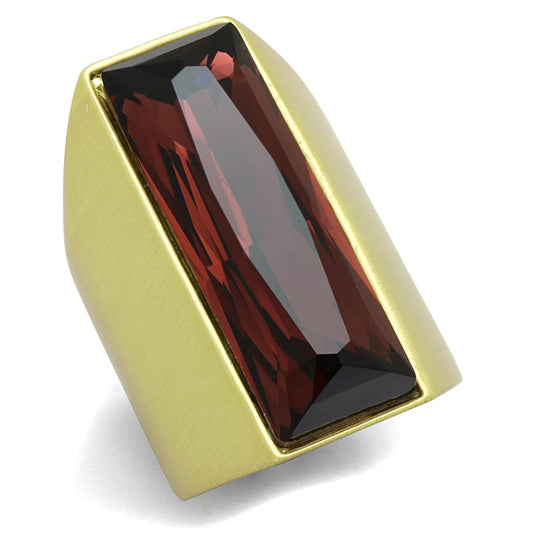 MALO3899 - Gold & Brush Brass Ring with Top Grade Crystal  in Siam