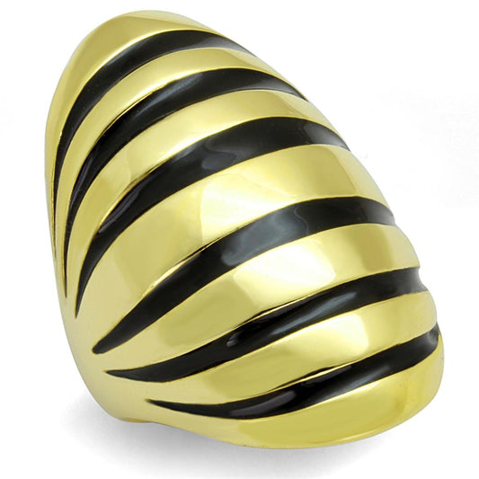 MALO3904 - Gold Brass Ring with Epoxy  in Jet