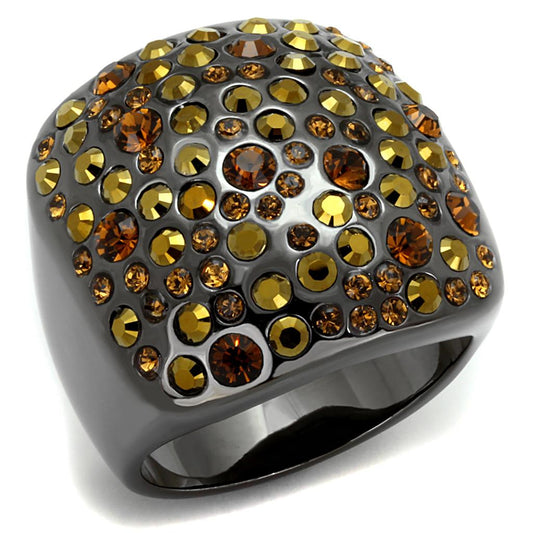 MALO3909 - TIN Cobalt Black Brass Ring with Top Grade Crystal  in Multi Color